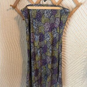 J. Jill Purple Floral Burst A-line midi Skirt